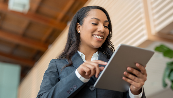 Business woman using tablet