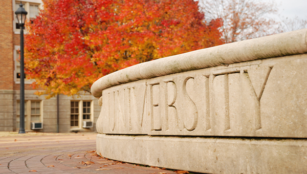 University campus sign