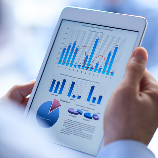 Energy data shown through a reporting dashboard, helping customer mitigate budget risk