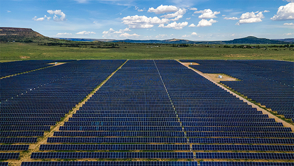 Wind turbines and a solar farm