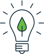 Icon of renewable energy lightbulb