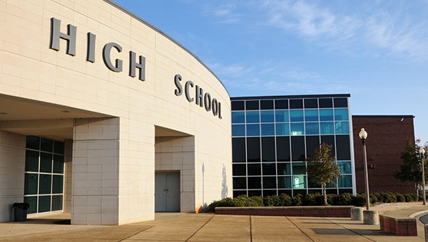  front entrance of a generic high school