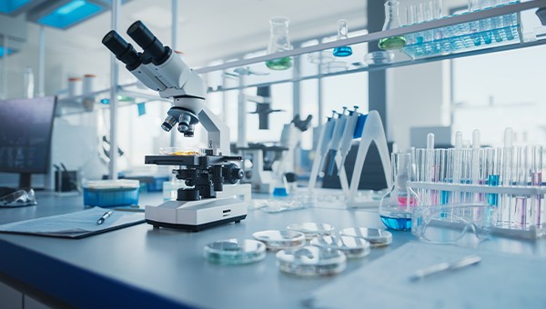 Lab Microscope on the top of a table