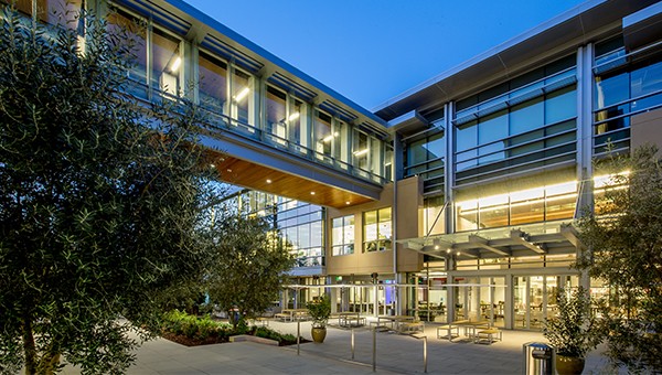 Exterior shot of a campus using lighting upgrade systems