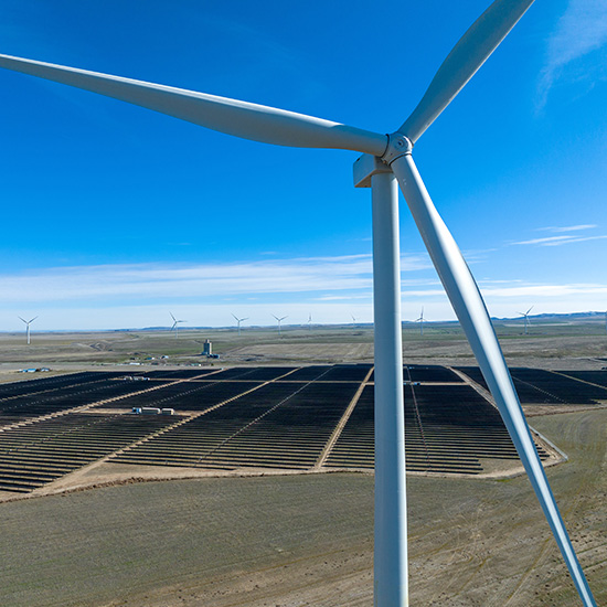 Aerial view of our Solar and wind energy center Aerial view of our Solar and wind energy center