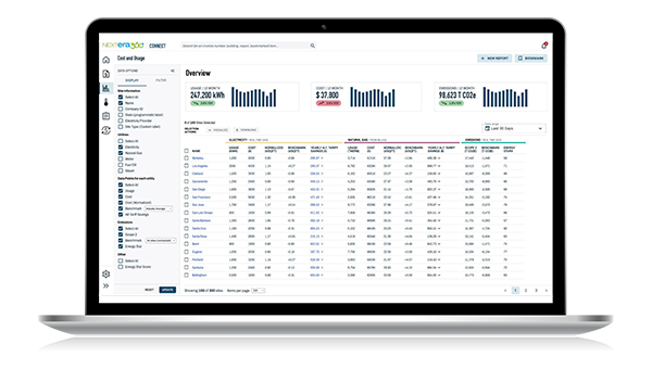 Energy analytics software data screen